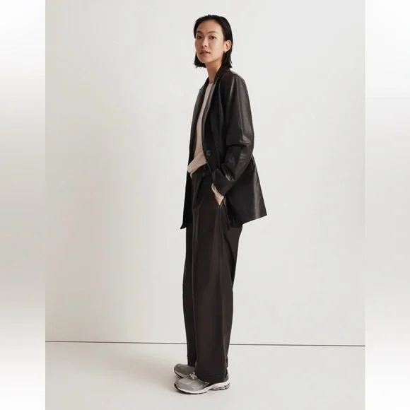 NWT Madewell The Bedford Oversized Blazer in Leather - True Black - Picture 4 of 8